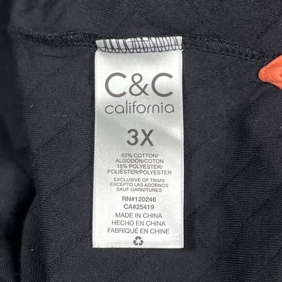 NWT C&C CALIFORNIA Black Quilted Mock Neck Pull Over Soft Sweatshirt Sz 3X - Picture 8 of 13